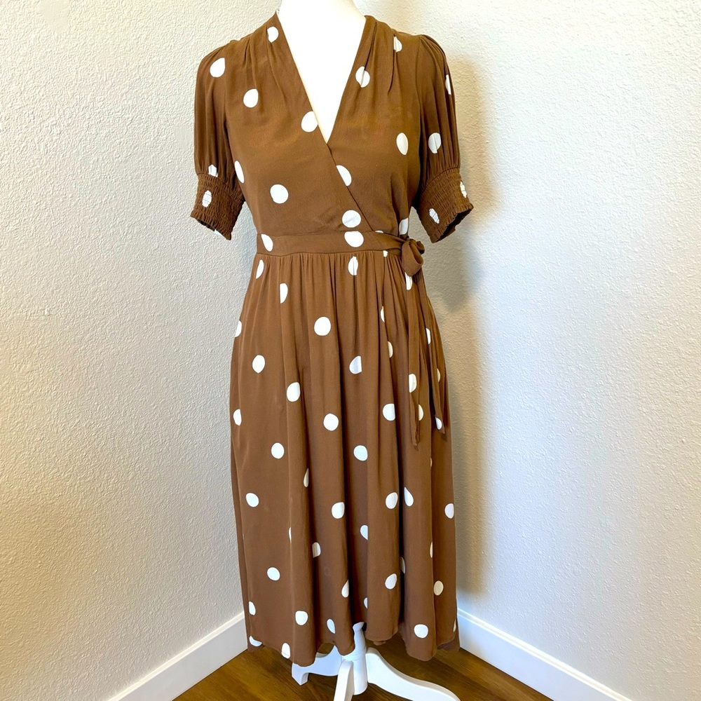 Anthropologie Maeve Bernice Polka Dot Wrap Dress Size 2 Petite